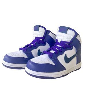 🆕 Nike Dunk Hi|Tennis Shoes|White Electro
Purple|Kids Shoes|Boys|Size 13C